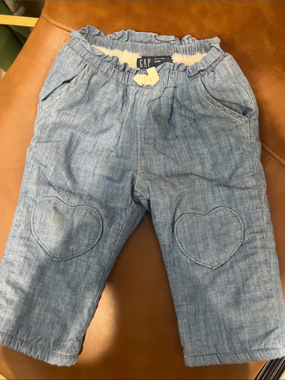 GAP Light Blue Heart Knee Patch Pull-On Jeans